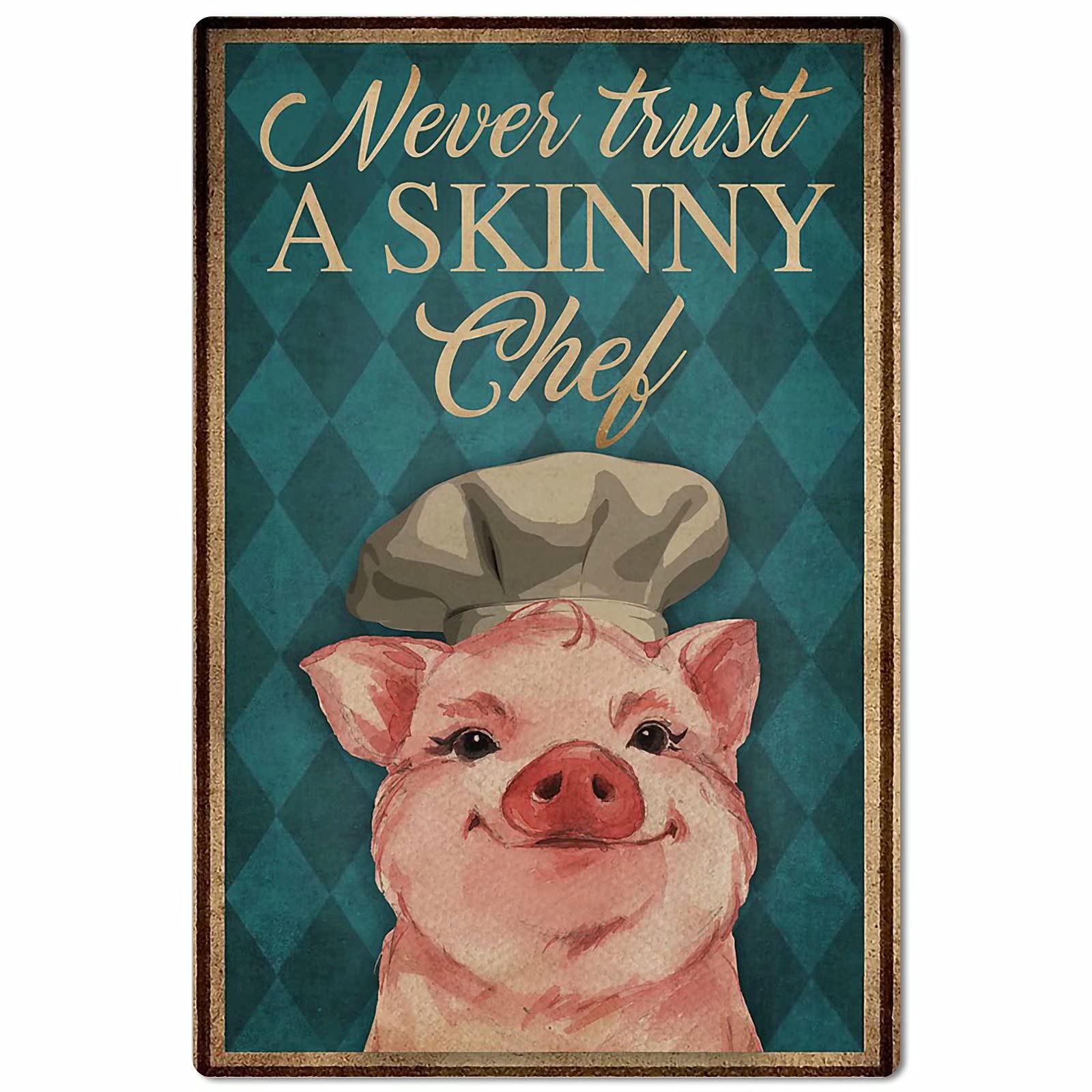 Cute Pig Metal Tin Sign,A Skinny Ranch Retro Poster Garage Kitchen Wall Plaque Home Decor Farm Club Poster Painting 8x12 inch