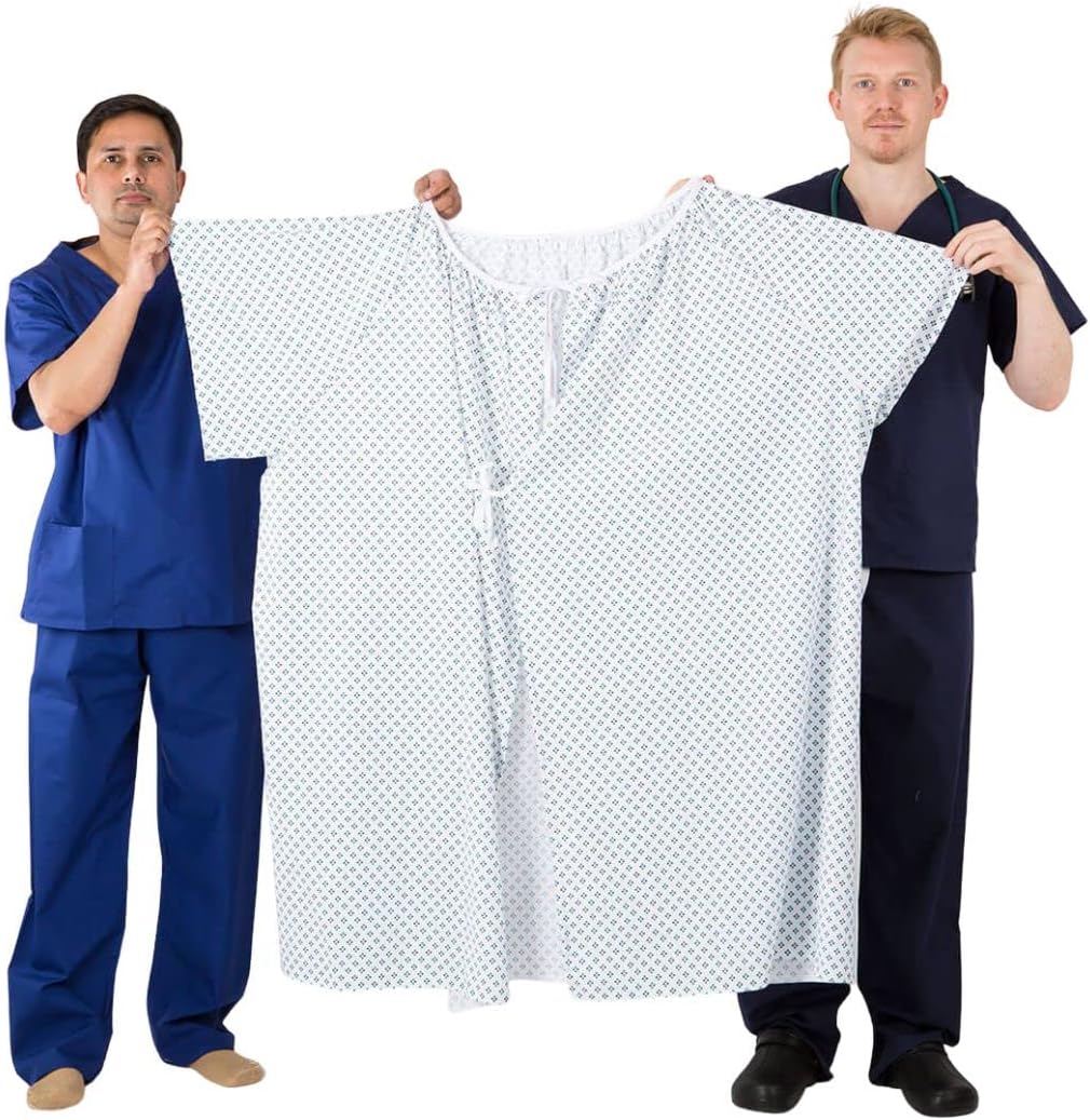 10XL Bariatric Hospital Gown, Tie Fastenings, Easycare Fabric, Diamond Print, As Used by NHS