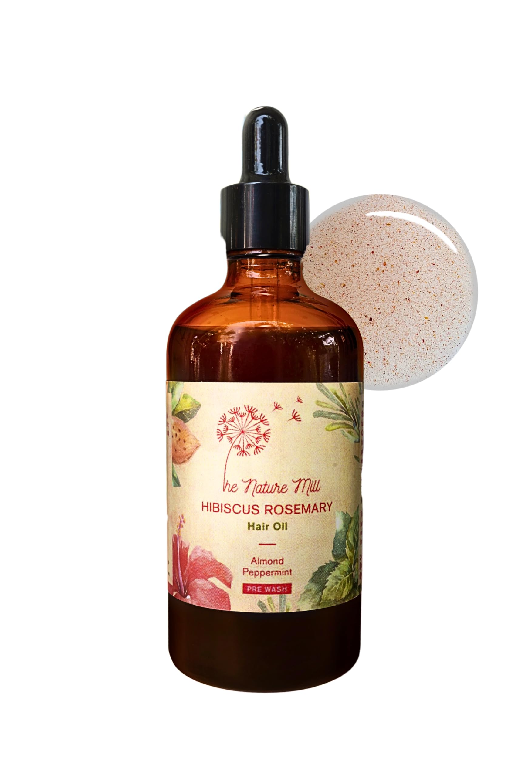Hibiscus Rosemary Hair Oil. For stronger hair. No mineral or base oil, no extracts or fragrnaces. Made with cold pressed oils & essential oils.100ml (Almond Peppermint)