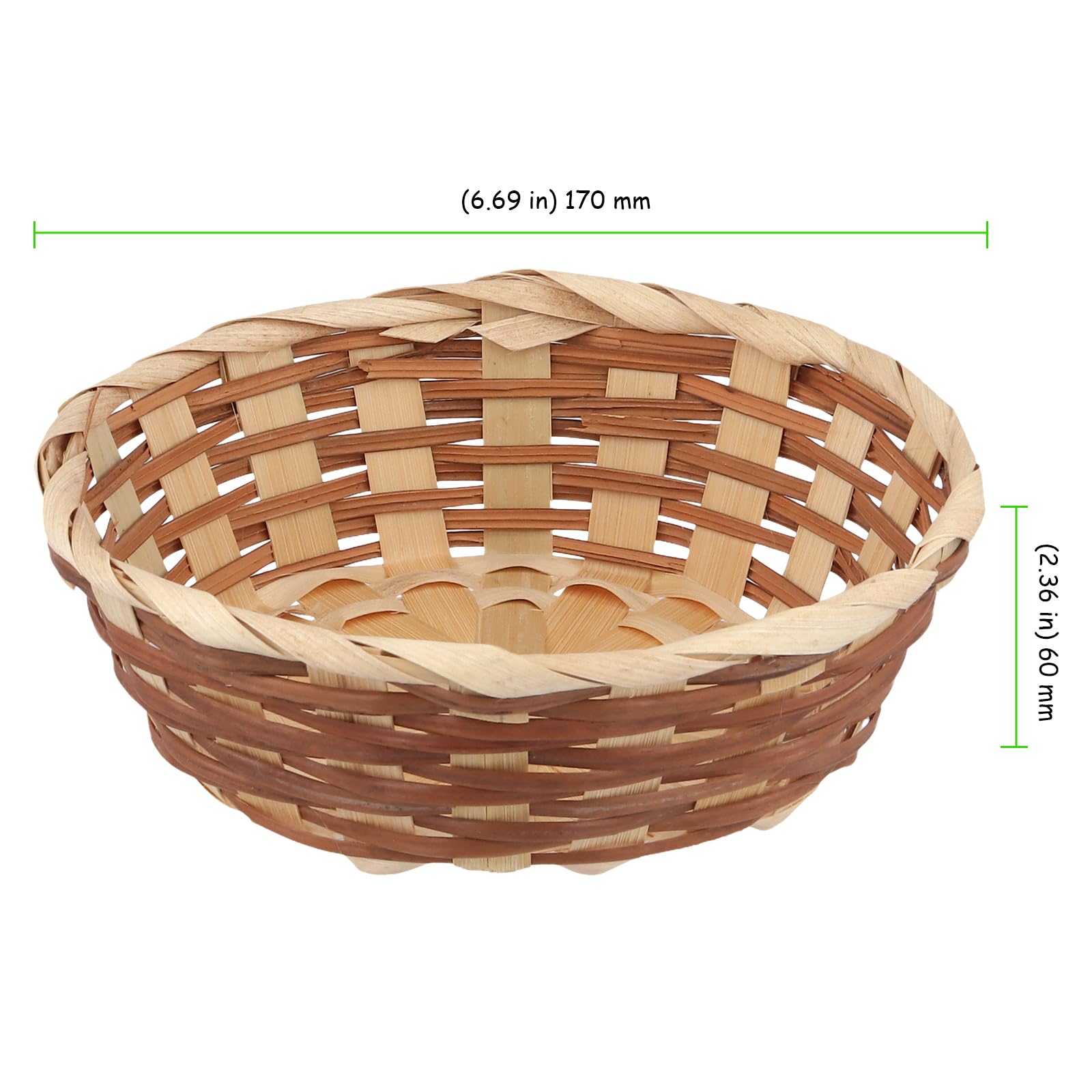 Confezione da 15 cesti regalo rotondi in bambù, 17 cm, impilabili, per cucina, ristorante, picnic