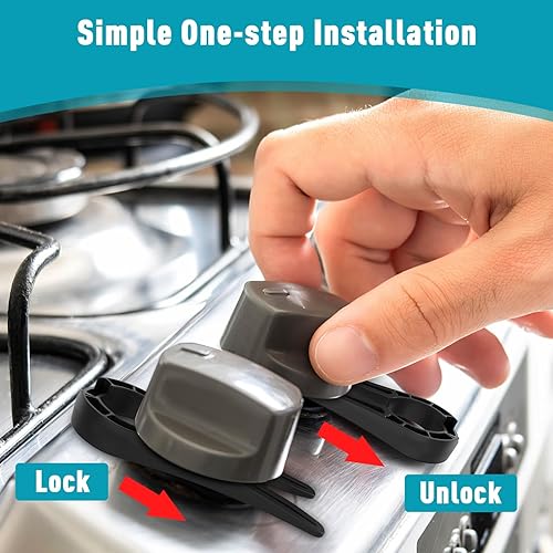 Miniatura 4 de Cerraduras de estufa de seguridad para niños, paquete de 5 cerraduras de perilla de estufa con tamaño universal, cerraduras de perillas de estufa de