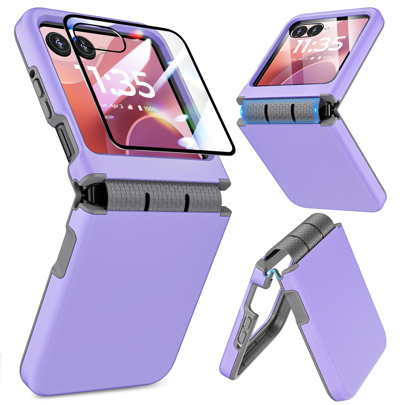 for Motorola Razr 2024/2025 Case, for Moto Razr 2025/2024 Phone Case [Screen Protector][Hinge Protection] – Dual-Layer Slim Cover with Soft TPU & Hard