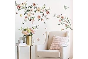 wondever Rose Vine Flower Wall Stickers