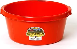 Little Giant Plastic All-Purpose Tub (Red) Durable Plastic Livestock Feeding Pan with Hand Grips (6.5 Gallons) (Item No. P65RED)