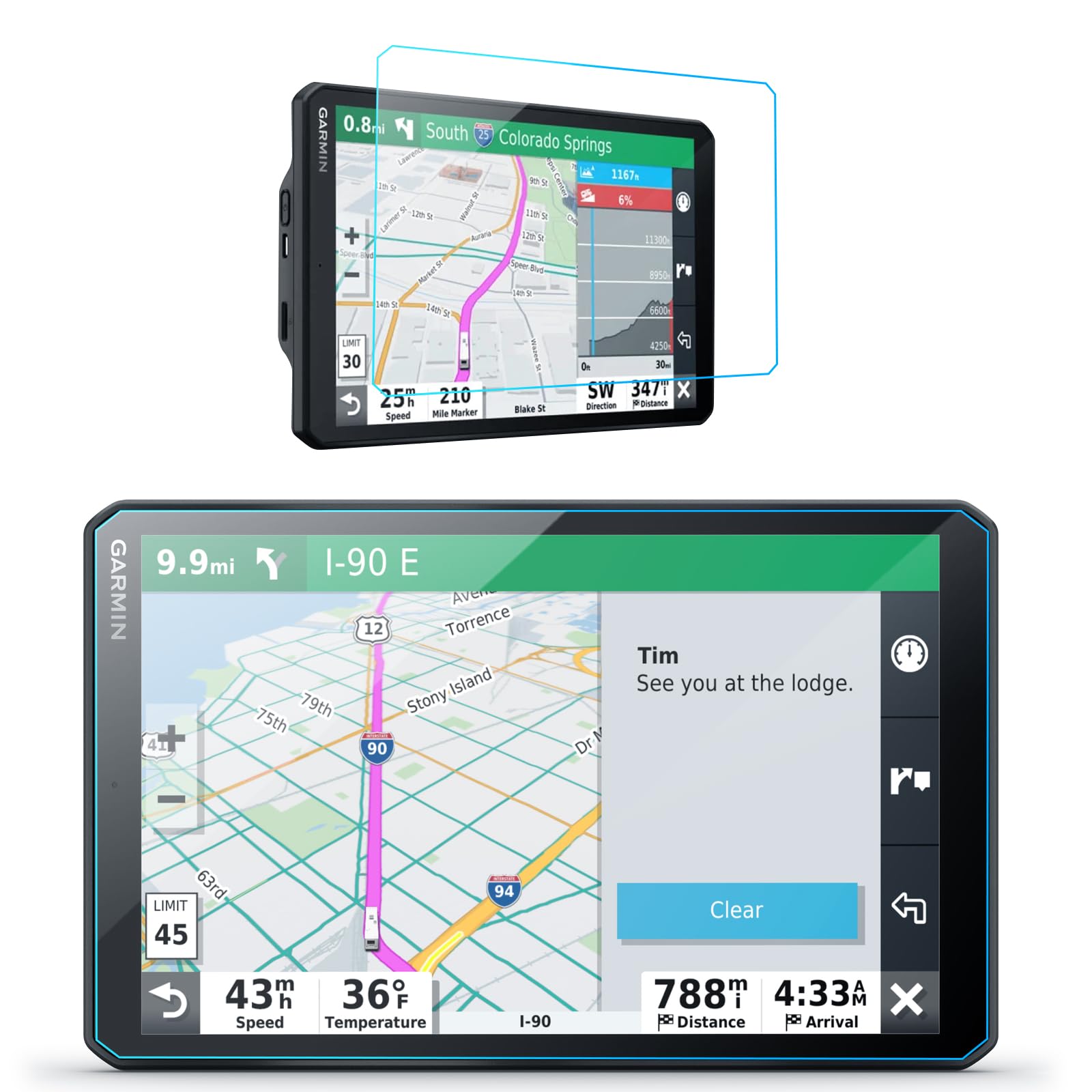 LANTU Car Screen Protector for Garmin RV 890 Accessories GPS Navigation Guard Shield Glove-friendly Touchscreen Protector Film Tempered Glass HD Clear