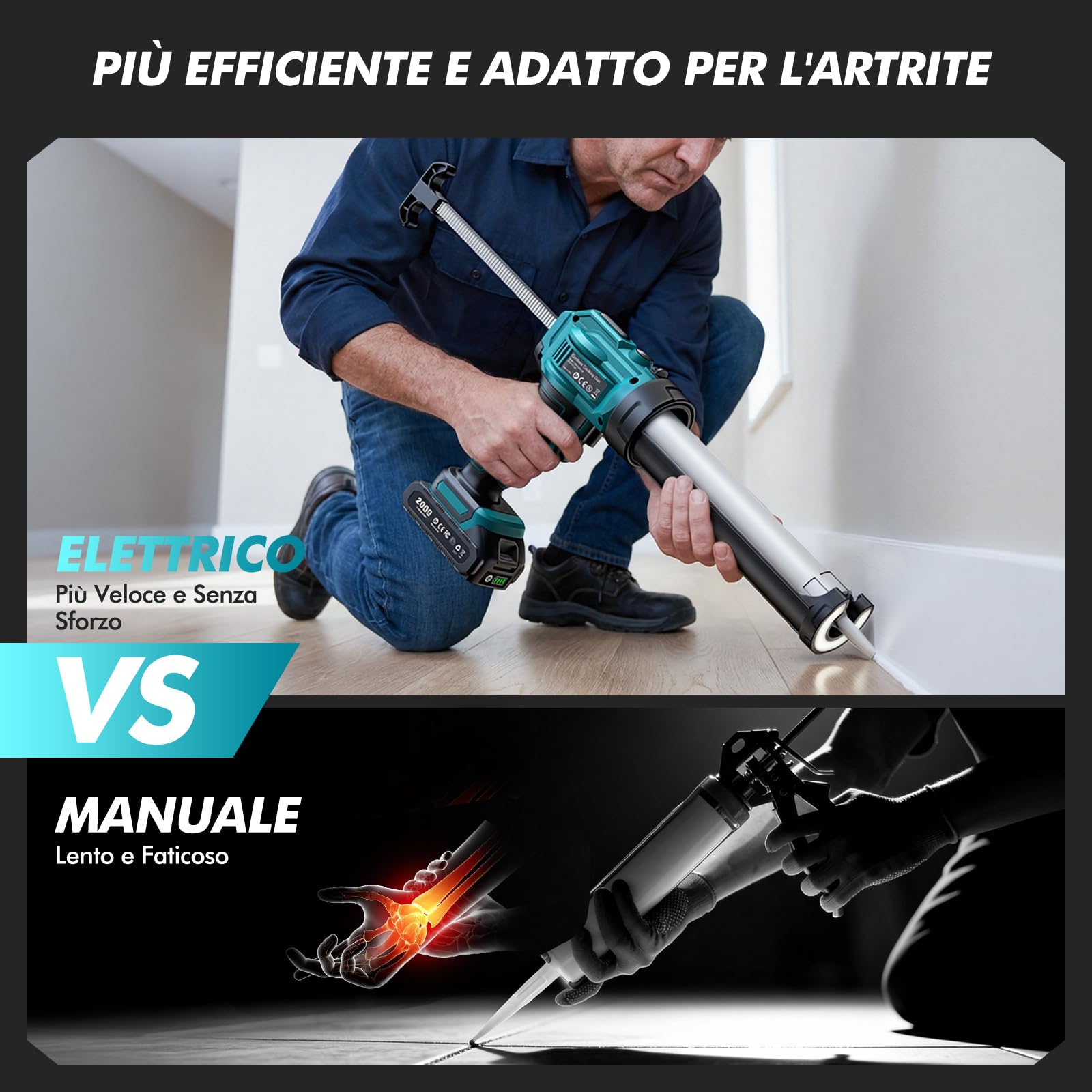 Pistola da Silicone Compatibile con Batterie Ma@kita 18V, Luci LED, Pistola da Silicone a Batteria Professionale per 300 mL di Calafataggio (Batterie Non Incluse)