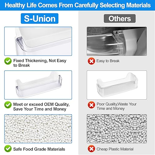 Miniatura 3 de Paquete de 2 unidades de repuesto para estante de puerta de refrigerador DA97-08347A para Samsung RS265TDRS RS25H5111BC RS25H5111SR estante de