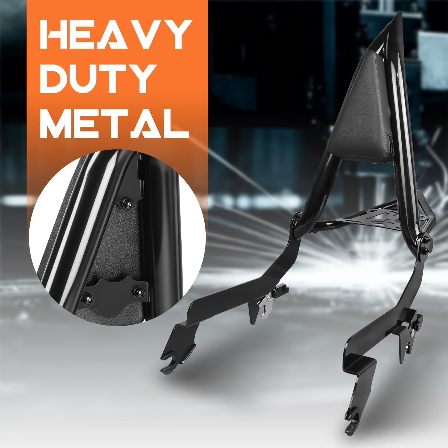 AUFER Motorcyle Rear Passenger Backrest Sissy Bar With Luggage Carrier Rack Back Rest Pad Compatible With For Nightster RH975 2022-2025 Nightster Special RH975S 2023-2025