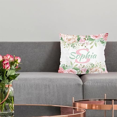 Miniatura 4 de Funda de almohada con nombre personalizado, funda de almohada de flores, funda de almohada cuadrada, regalos de cumpleaños para mamá, sofá, cama, 16
