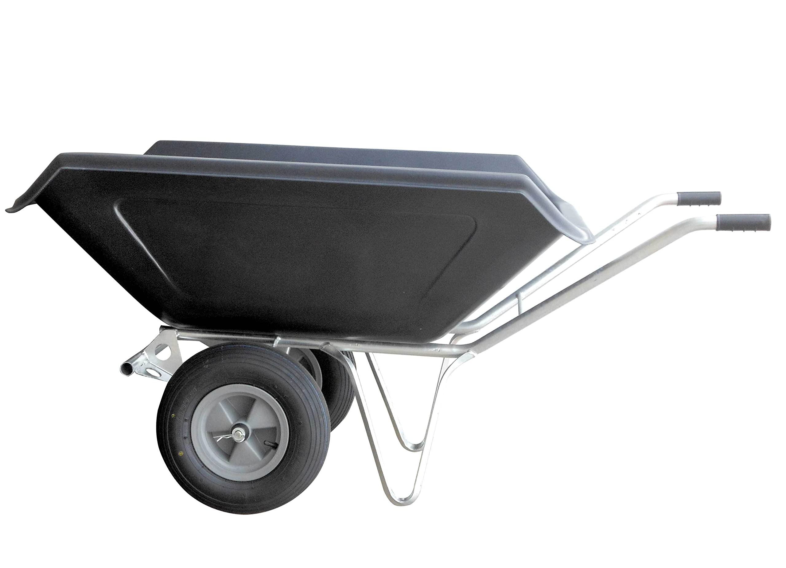 Yerd 2-Rad Großmuldenkarre 250 Liter, landwirtschaftliche Schubkarre/Hofkarre verzinkt mit Anfahrschutz/Kippbock