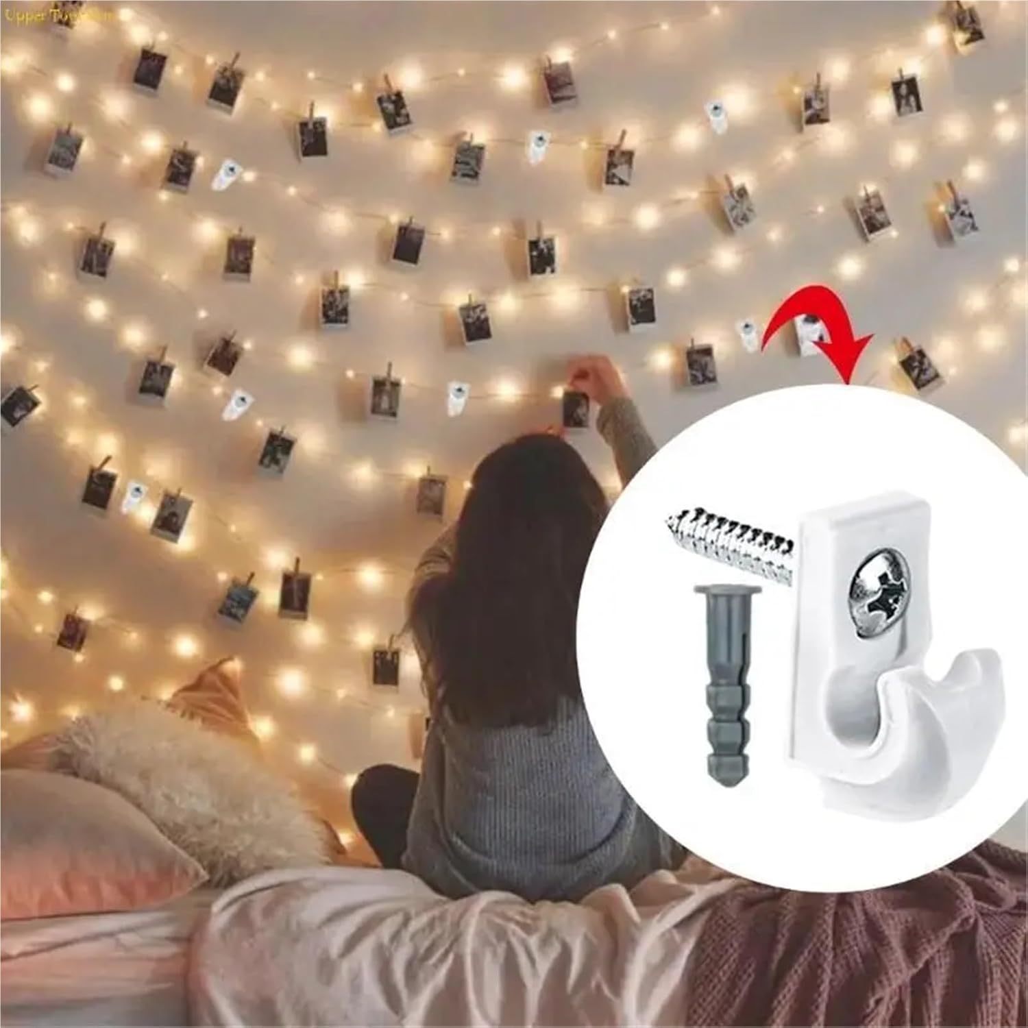 String Light Hanger Hooks 30Pcs Screw Hook Suitable Lamp and Small Fixtures for Party Patio Plants Wind Chimes(White)