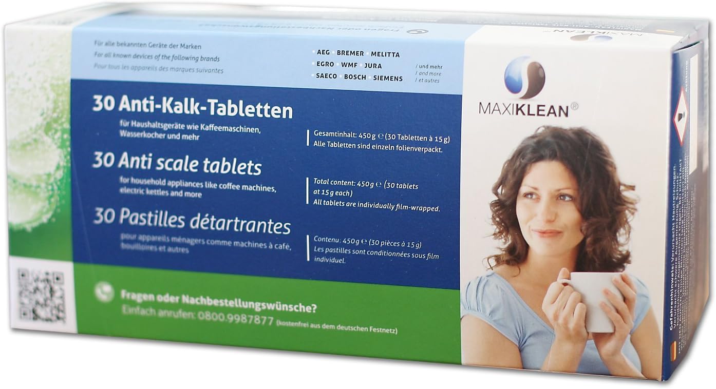 30 Maxi Klean Descaling Tablets for Coffee Machines and Kettles
