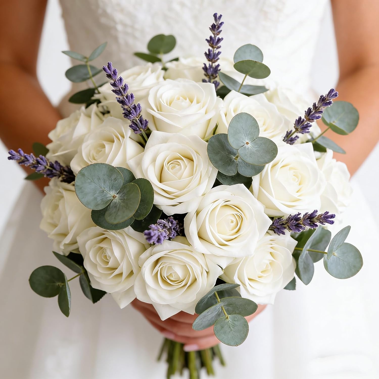 Kimura's Cabin 12 pcs Lifelike White Roses Artificial Flowers 16.9" Real Touch Silk Rose Fake Flowers for Wedding Centerpieces, Coffee Table Home Vase Decor - Image 5