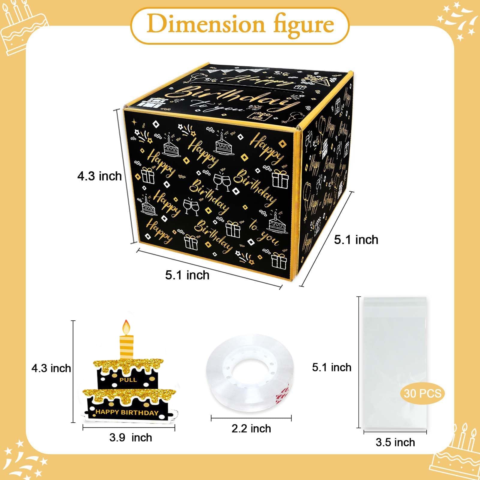 78th Birthday Money Pull Box Gift - Surprise Cash Gift Box With 35 Bags, Black Gold Decor, Party Surprise - View #7