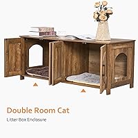Vista 42 de Homhedy - Caja de arena para gatos, muebles de madera para baño de gatos con puerta de granero, casa para mascotas, se adapta a la mayoría de cajas