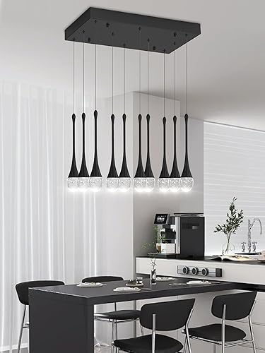 Miniatura 38 de Candelabro Moderno de 138'', 20 Luces, Lámpara Colgante Moderna Negra, Candelabro Grande para Escalera, Vestíbulo, Sala de Estar, Dormitorio