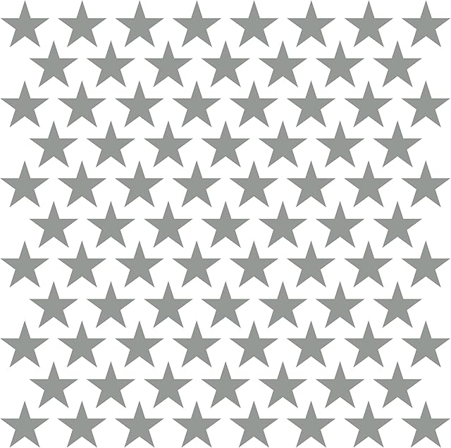 PREMYO Set of 70 Star Wall Stickers Kids - Nursery Decor Easy to Apply - Decals for Bedrooms for Girls Boys Grey