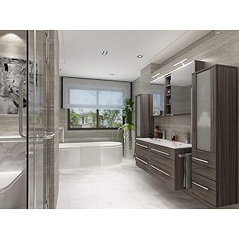 Badmobelset Badezimmer Mobel Set Mailand Eiche Dunkel Inkl Doppel Waschbecken Doppel Spiegelschrank Und 2 X Hochschrank Amazon De Kuche Haushalt