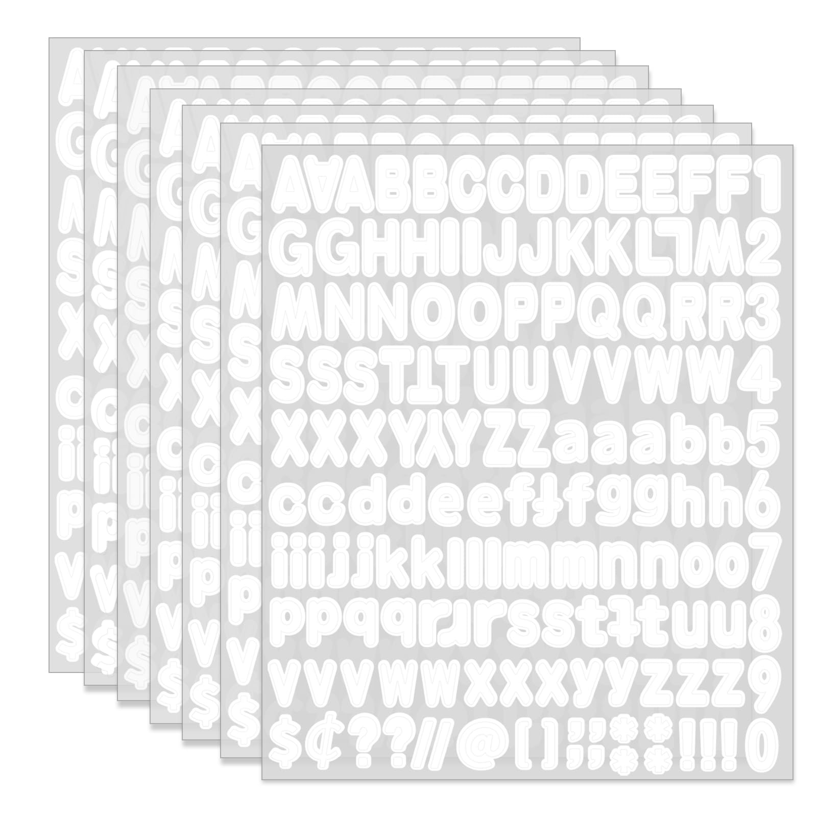 Alphabet Stickers - 1''Inch 12 Sheets White Self Adhesive Vinyl Letter Stickers for Mailbox Numbers, Bulletin Boards, Classroom & Home Decor