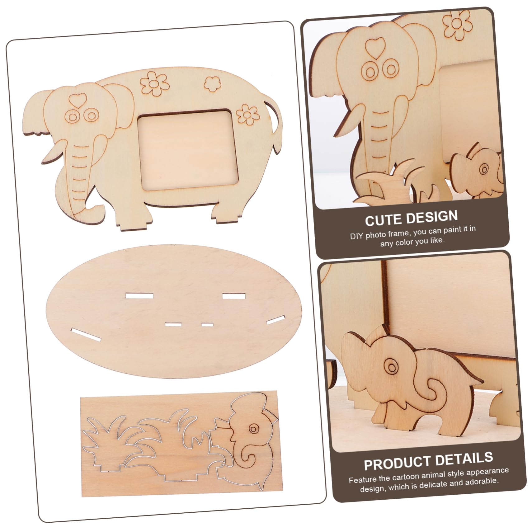 HOLIDYOYO Animal Boys and Frames Set Desktop Photo Frame Wooden Photo Frame Craft