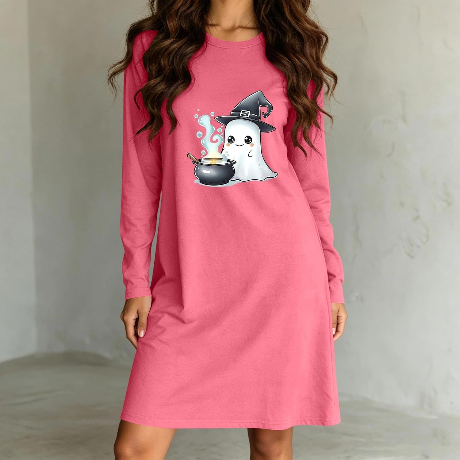 Women's T Shirt Nightgown Long Sleeve Nightgown Halloween Sleepwear
