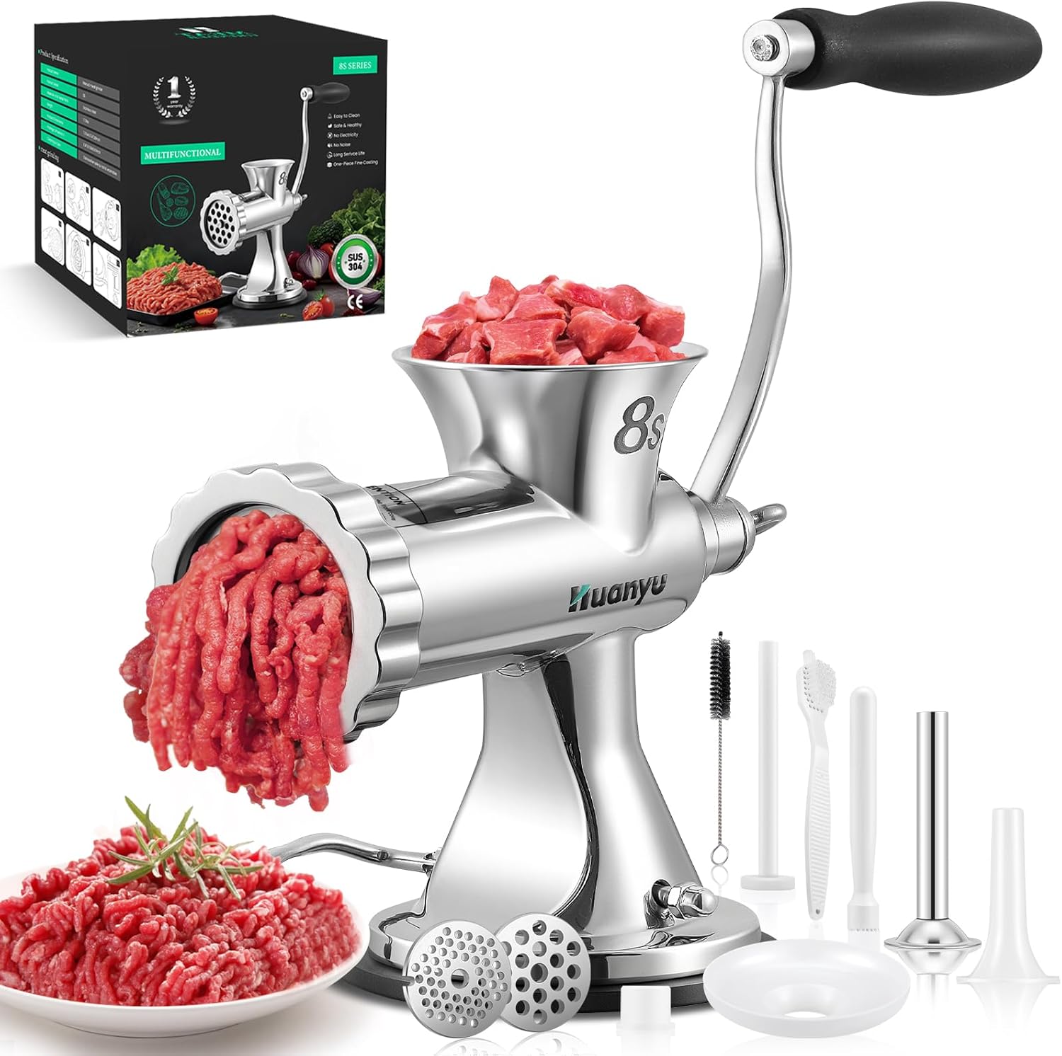 Huanyu Manual Meat Grinder - Heavy Duty Stainless Steel