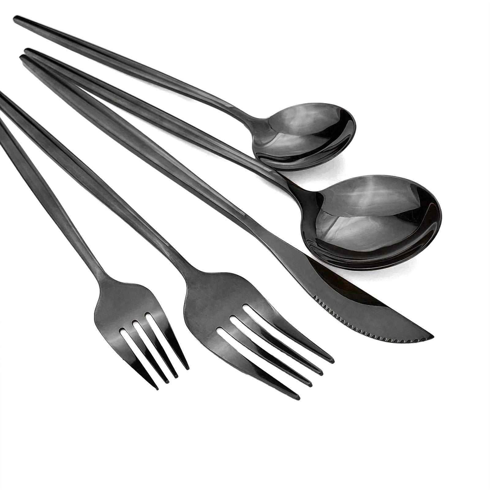 Schwarzes 36-teiliges Besteck-Set aus hochglanzpoliertem 18/0 Edelstahl, Besteckset für Zuhause, Küche, Party, Hotel, Restaurant, Hochzeit, Service für 6 Personen