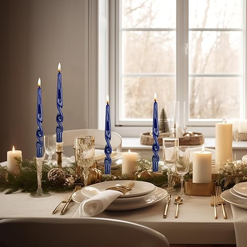 Miniatura 5 de MAITREYA Juego de 4 velas cónicas en espiral naranja, para decoración, bodas, fiestas, iglesia, sin perfume, 10 pulgadas (naranja-B)