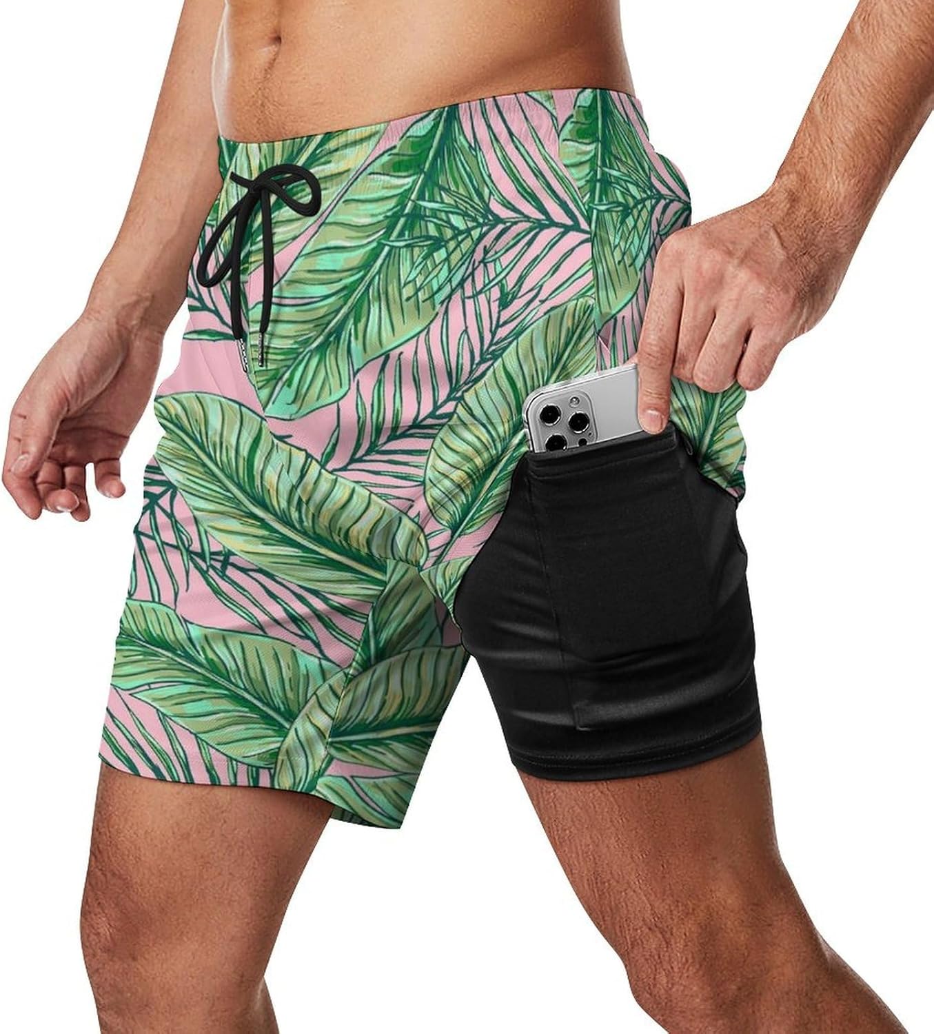 Men’s Quick-Dry Swimming Trunks 7 Inch with Compression Liner 2 in 1 Beach Swim Board Shorts with Pockets