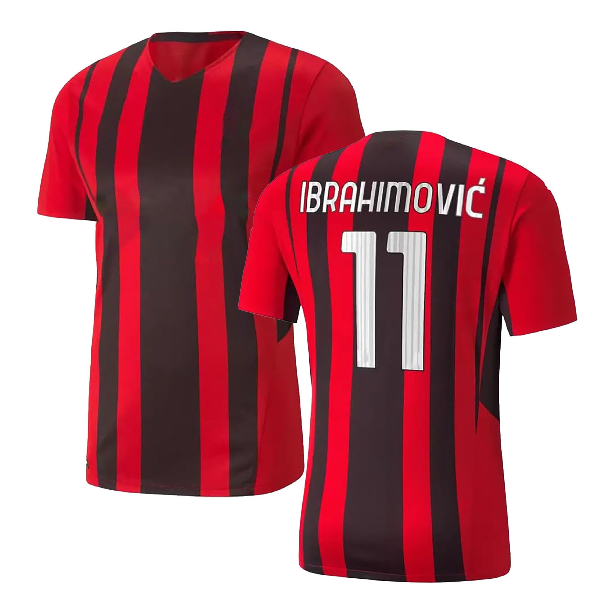 GenericSports Soccer Football AC Mil Ibrahimovic 11 Home Kit Jersey T-Shirt(Kid's, Boy'&Men)