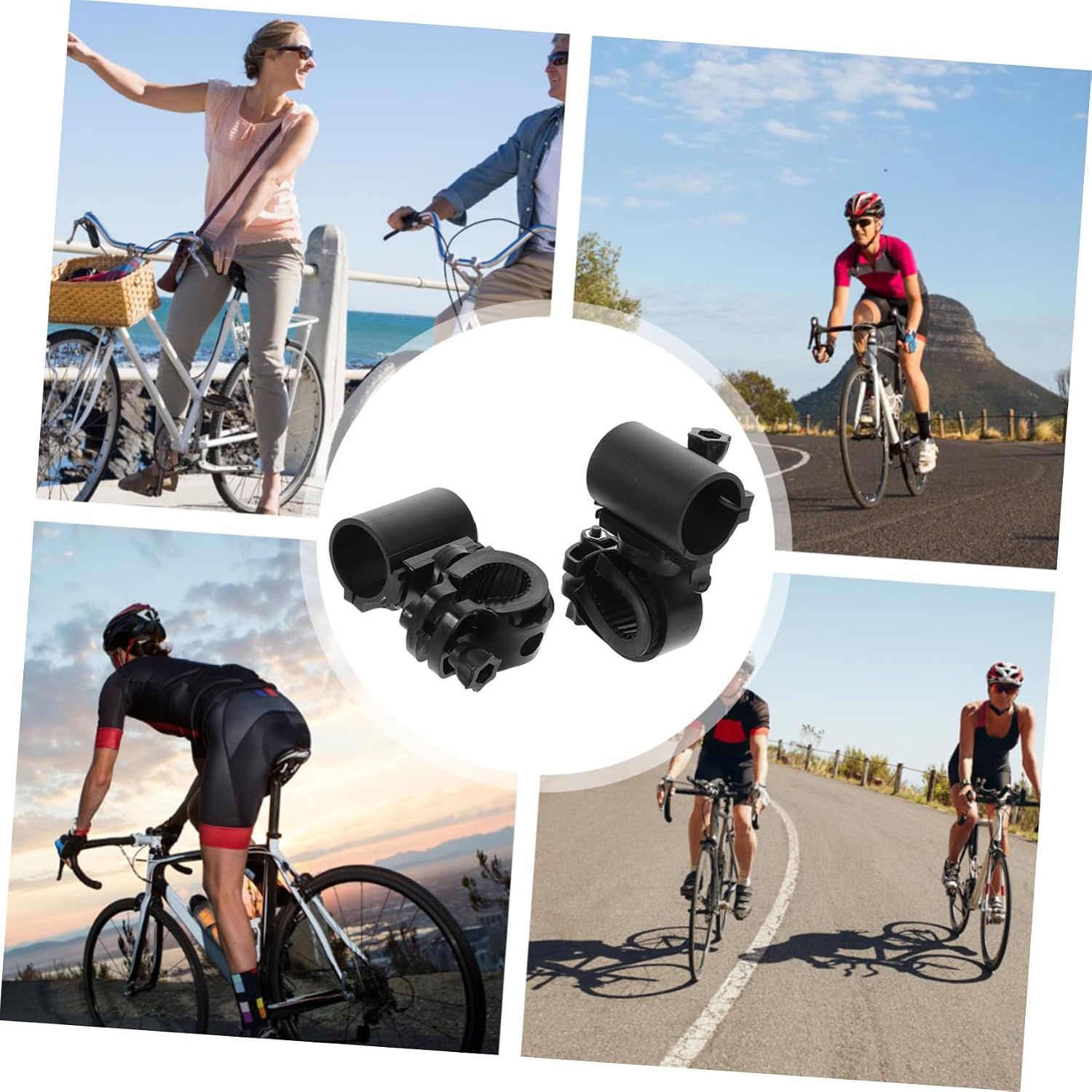 Totority 2pcs Rotating Bike Flashlight Clip Holder Mount for Led Flashlight Weatherproof and Shockproof Bicycle Accessory Lightweight and Portable Cycling Equipment