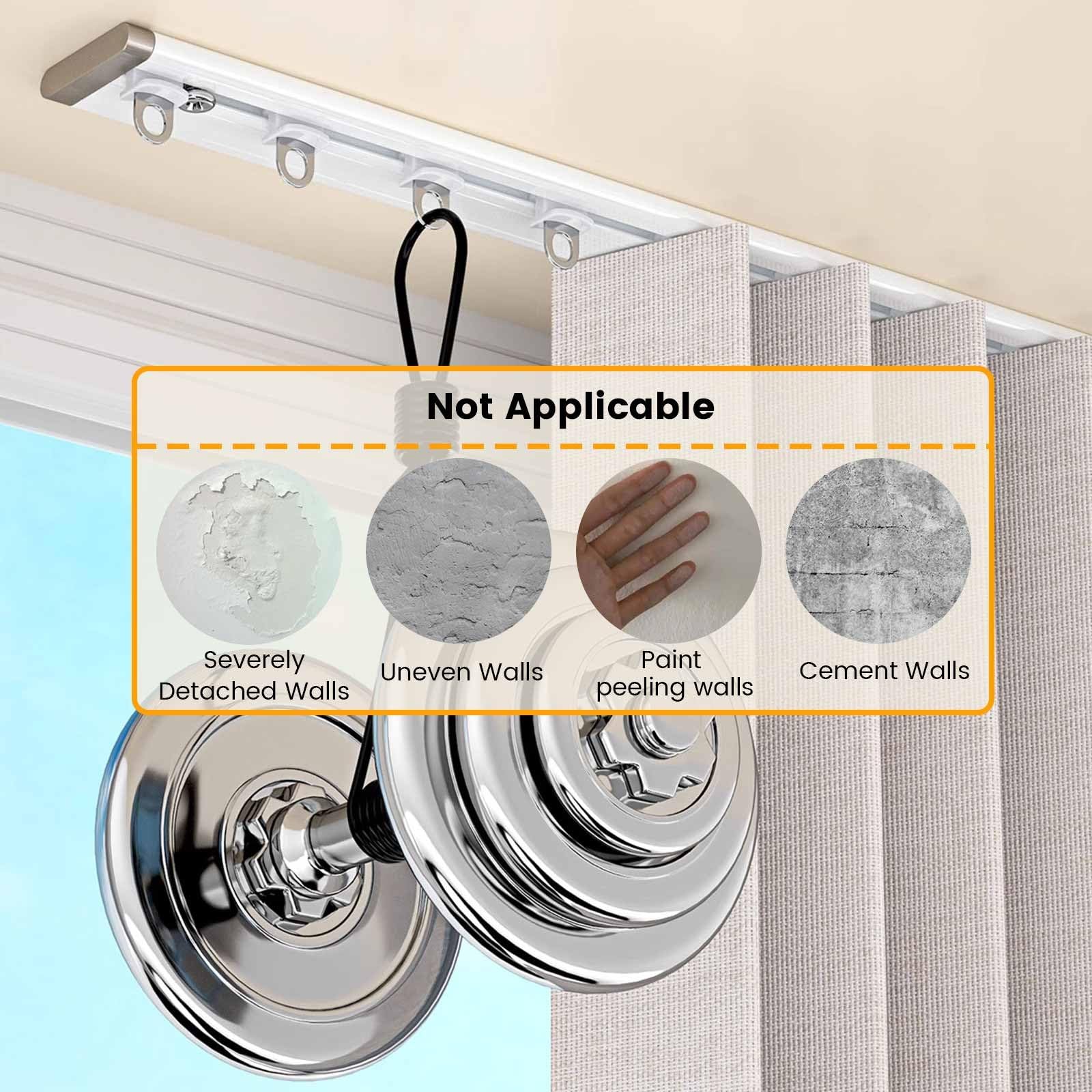Rail de rideau adhésif – Tringle coulissante sans perçage pour séparateur de pièce, blanc, 4,80 m, idéale pour la séparation de la chambre à coucher et de la salle de bain