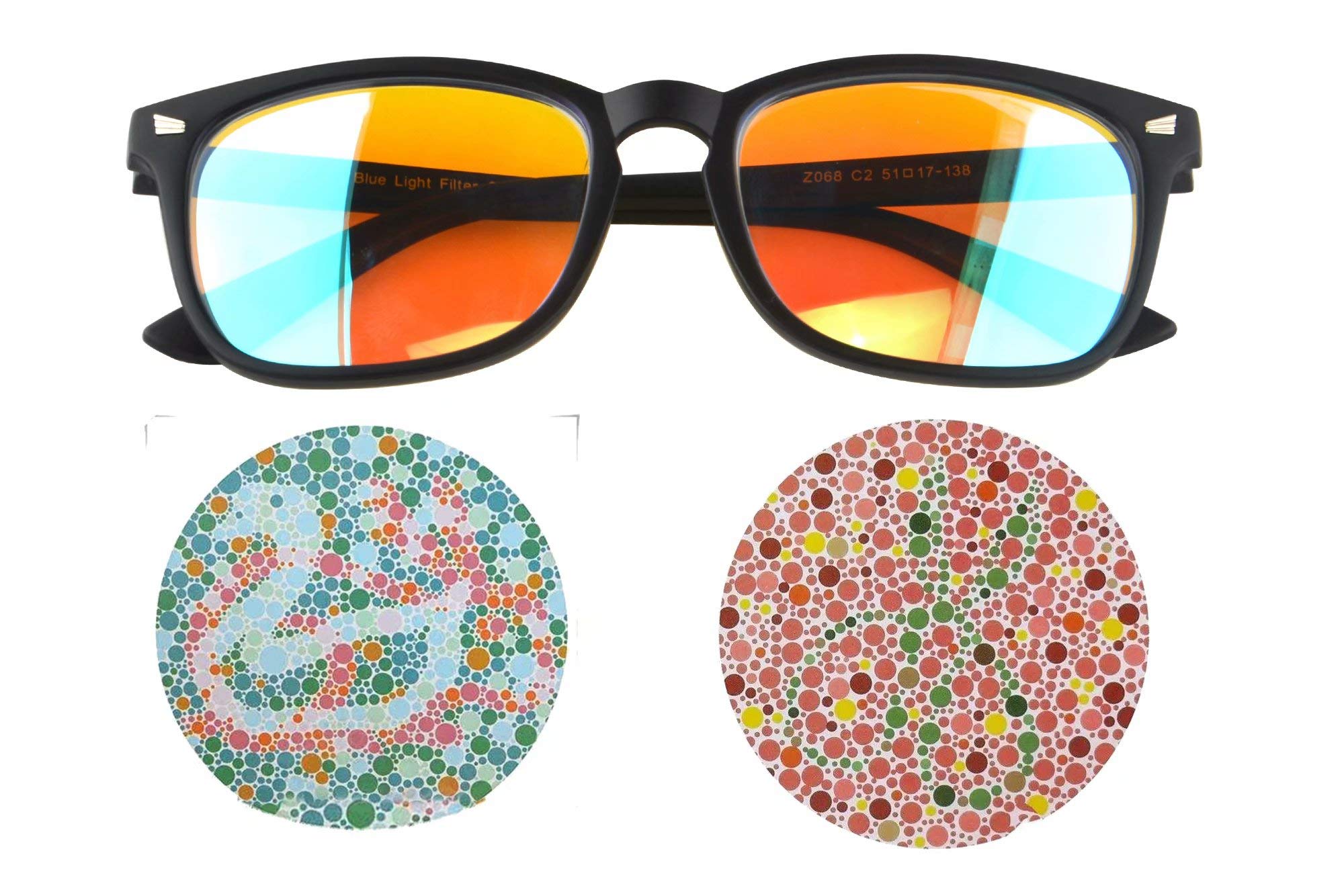 SHINU Farbenblinde Brille Damen and Herren Farbenblinde Brille Geeignet zum Menschen mit Farbe Blind Kurzsichtigkeit Brille Lesebrill-RN8068(C2,Lesebrille 1.50)