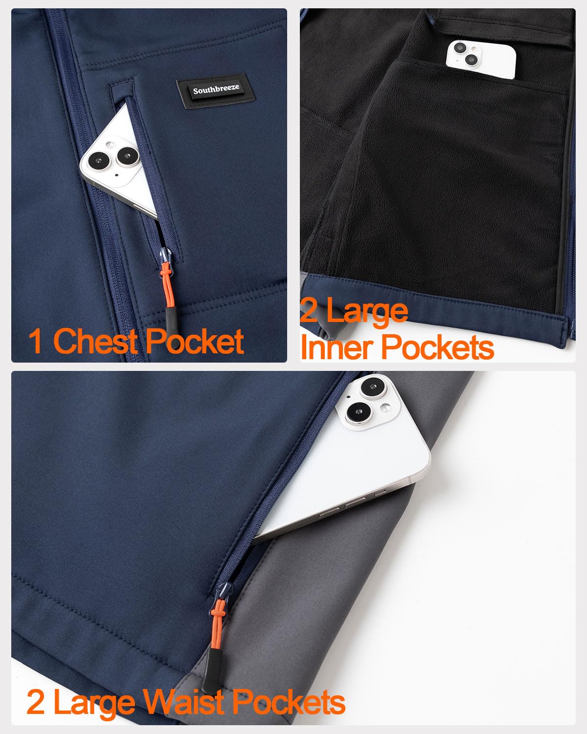 Gilet Softshell pour Homme Coupe-vent Veste Doublé Polaire Sans Manches Légère avec Poches