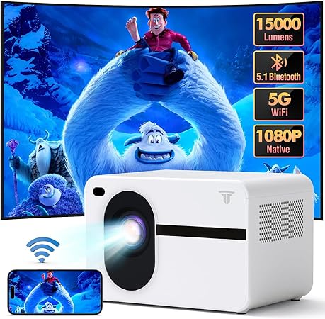 Mini Projector Full HD 1080P with 4K Support, WiFi Bluetooth Projector ...