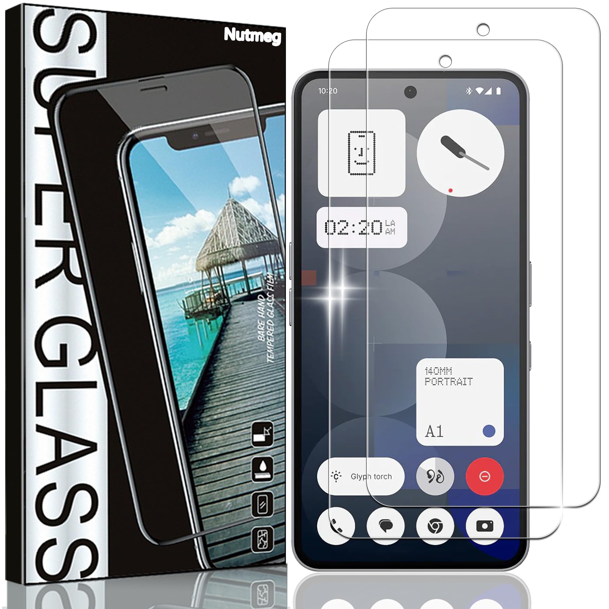 Nutmeg【2枚セット】FOR Nothing Phone 3A ガラスフィルム【日本旭硝子素材製】Nothing Phone 3A ガラスフィルム 保護フィルム 強化ガラス 硬度9H 高透過率 高光沢 気泡なし 貼り付け簡単 撥油性 耐衝撃 高感度タッチ 飛散防止 指紋防止