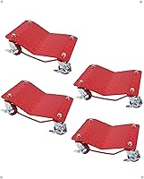 GarveeTech Car Dolly Set of 4 - 6000 lbs Heavy Duty Wheel Dollies with 360° Swivel Wheels & Anti-Skid Design for Easy Vehicle Moving, Red