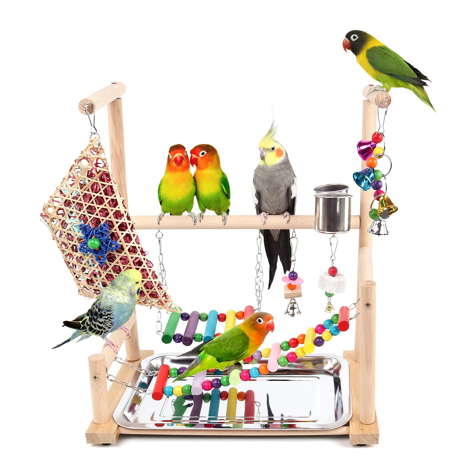 Vogelspielplatz, Spielständer für Papageienkäfig Zubehör (Eine Leiter mit Kauspielzeug)