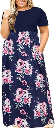 Halife Plus Size Maxi Dresses for Women Summer Casual High Waist Long Dress