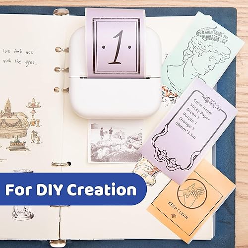 Miniatura 8 de Phomemo T02 Impresora sin tinta con 3 rollos de papel, mini impresora de calcomanías para impresora Bluetooth térmica de bolsillo para notas de