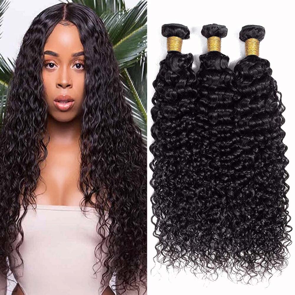 Kinky Curly Bundles Curly Wave Human Hair Bundles Real Unprocessed Brazilian Virgin Hair Extensions for Black Women Natural Color Kinky Curly Human