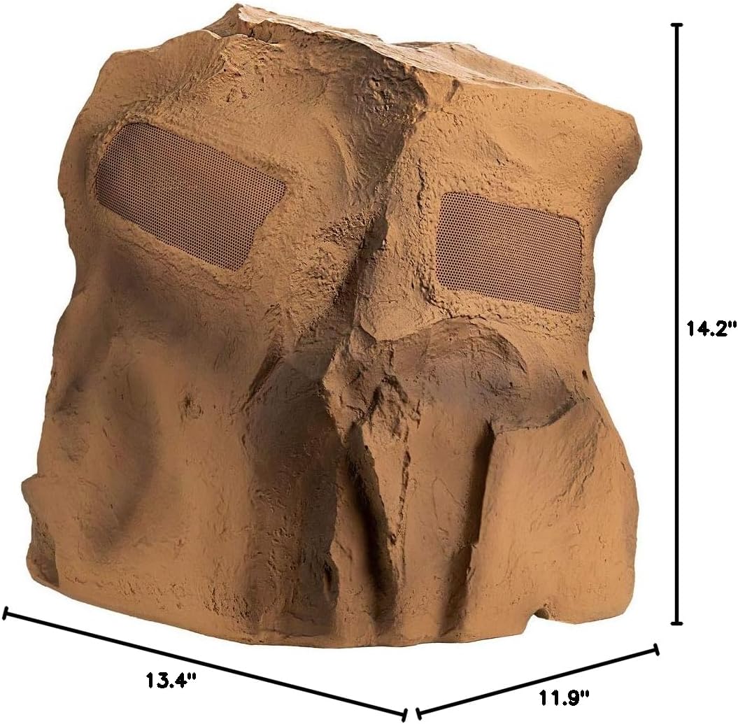 OSD 8" Brown Rock Speaker Pair – High-Fidelity Outdoor Sound with 100ft CL3-Rated Speaker Cable for Landscape, Gardens & Pathways