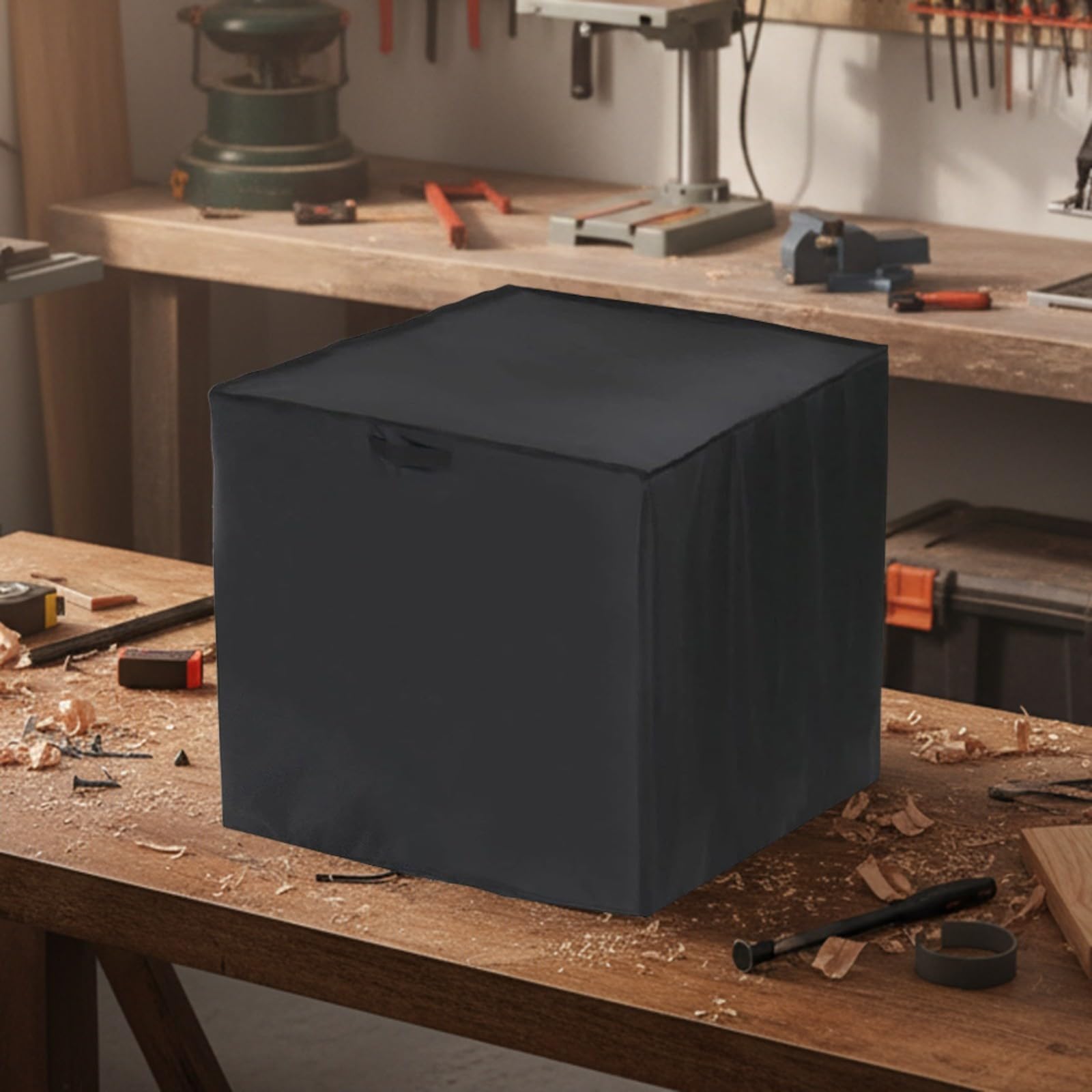 Funda protectora Oxford para sierra ingletadora, impermeable, 71 x 61 x 71 pulgadas, cubierta negra con dobladillo elástico para un ajuste seguro al aire libre