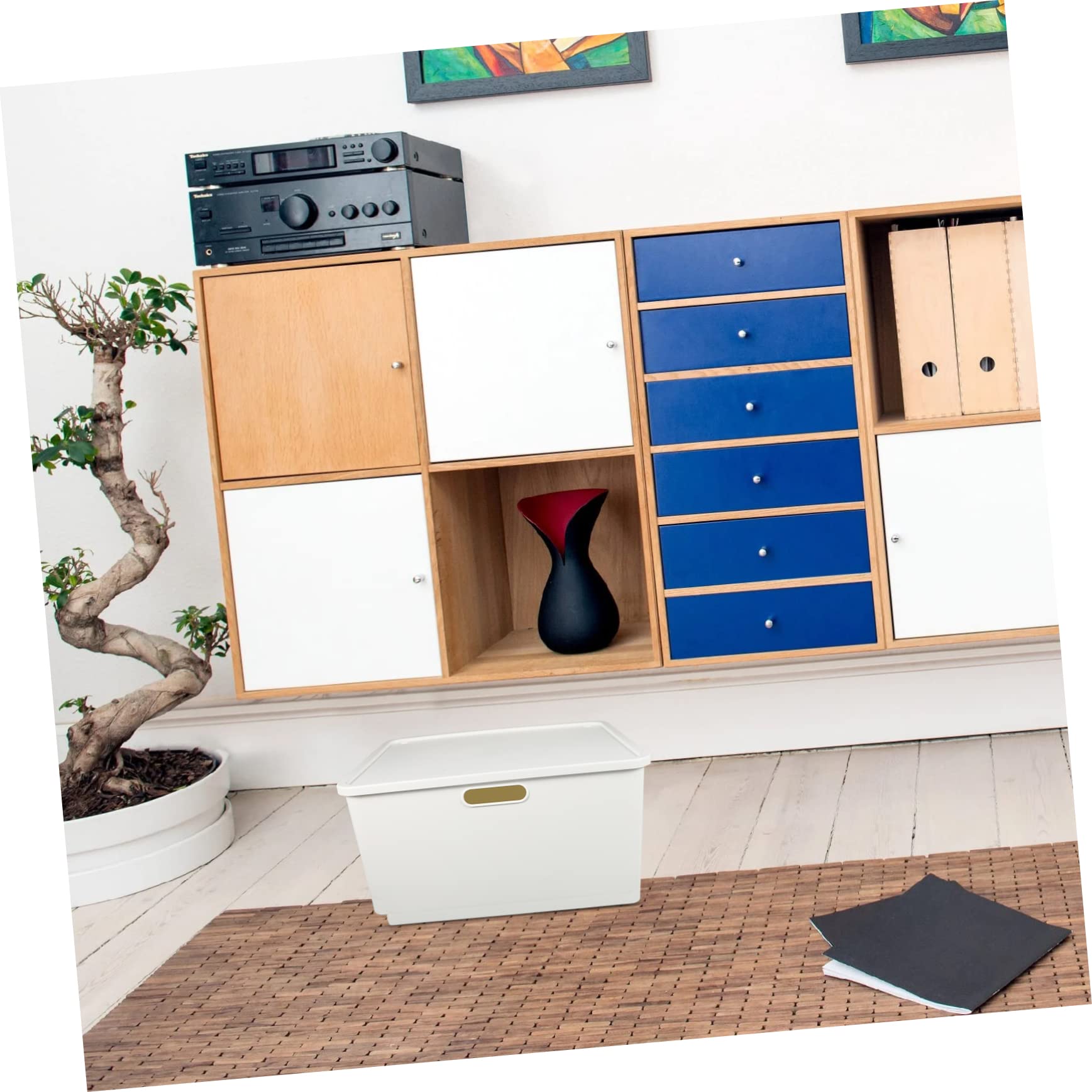 PRETYZOOM Boîte de Rangement Plastique Portable avec Couvercle Organisation Maison et Rangement Objets Petits