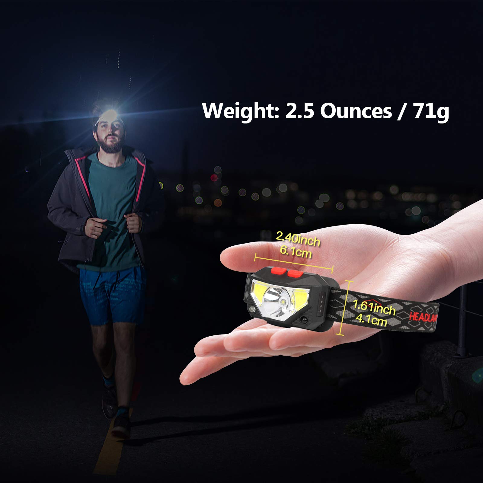 Wiederaufladbare LED-Stirnlampe, 2 Pack helle Ultra-Light-Stirnlampen für Erwachsene Kinder, 6 Modi weiß & rot Lampe Winkel einstellbar wasserdicht Taschenlampe für Camping Laufen Wandern