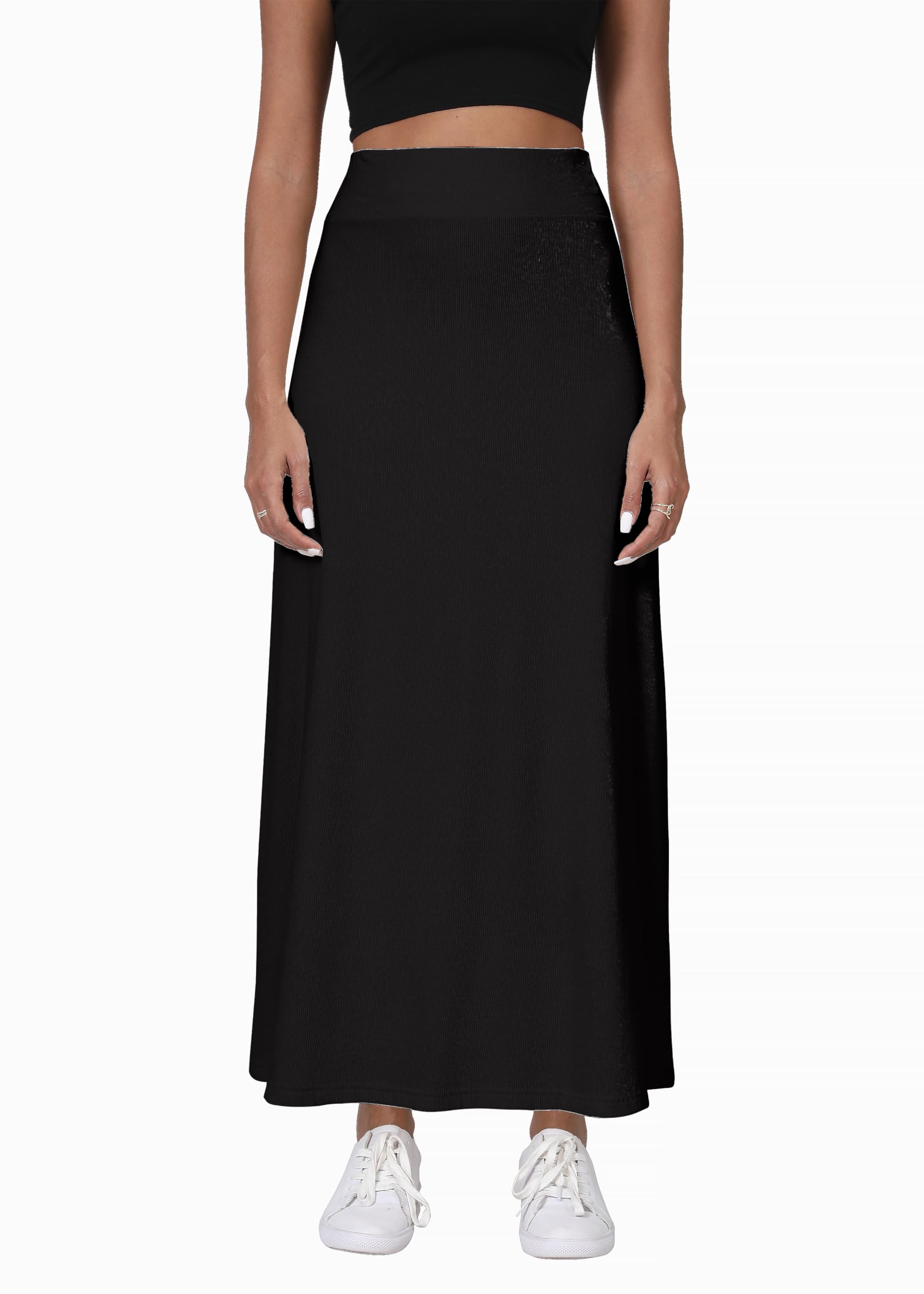 Mujeres Cómodo Engrosar A Línea Cintura Alta Maxi Falda Elegante Elástico Punto Larga Faldas