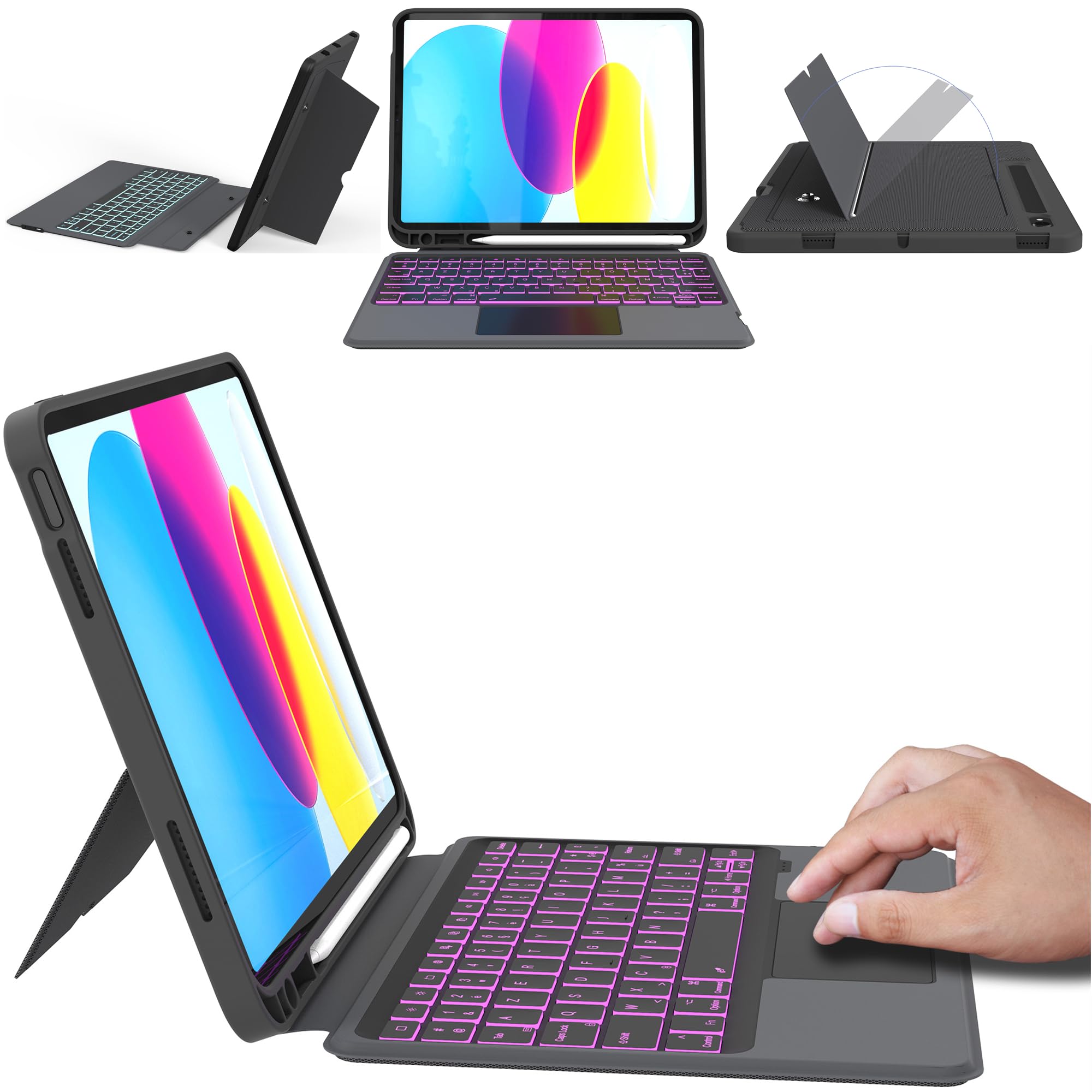 Accessori IPad 2022 Cover Tastiera Per IPad 10° - Con Trackpad Multi-Touch E Retroilluminazione 7 Colori Cover Tastiera IPad 10