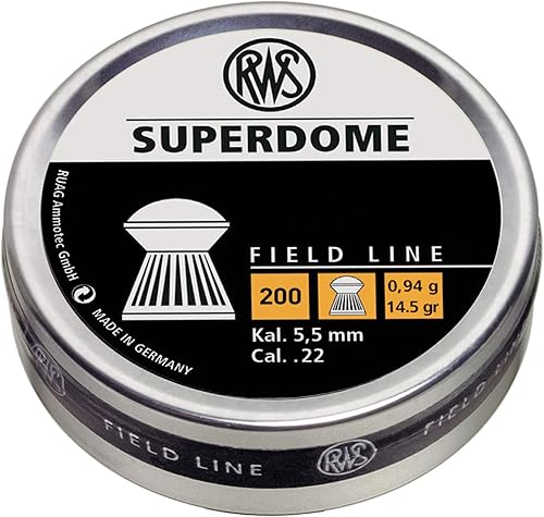 Umarex RWS Superdome Field Line Pellets Gun Pellets, calibre .22, 14.5 granos, 200 unidades, plata