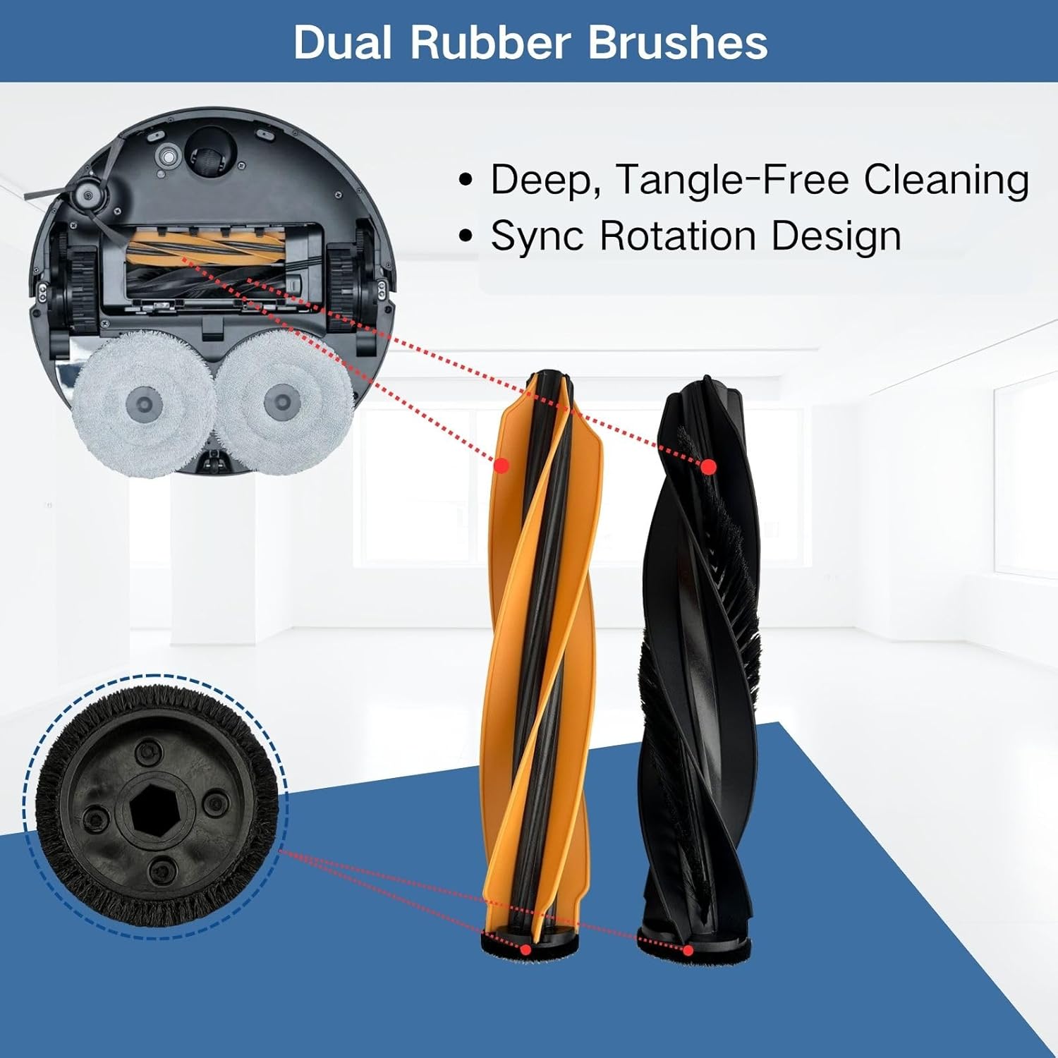 Robot Vacuum Replacement Accessories Kit Compatible with Dreame L50 Ultra, Dreame X50 Ultra, Mova V50 Ultra, Dreame L40s Ultra - 8 Mop Pad,7 Dust Bag,6 Side Brush,6 Filter,2 Detangling Dual Main Brush