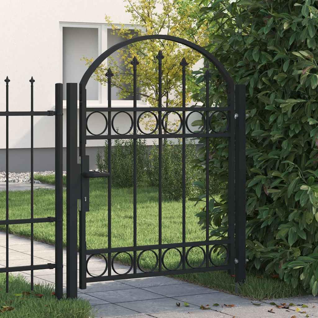 Portillon jardín acero negro con tapa arqueada 102 x 125 cm